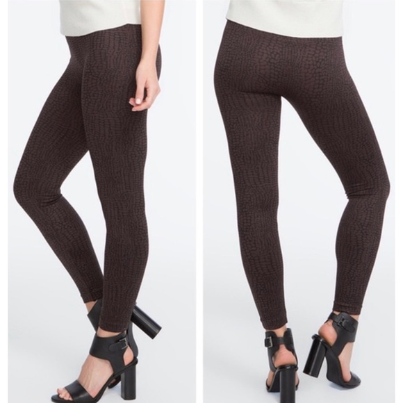 SPANX Pants - Spanx Leggings Look At Me Now Seamless Brown Black Animal Print Snake Croc